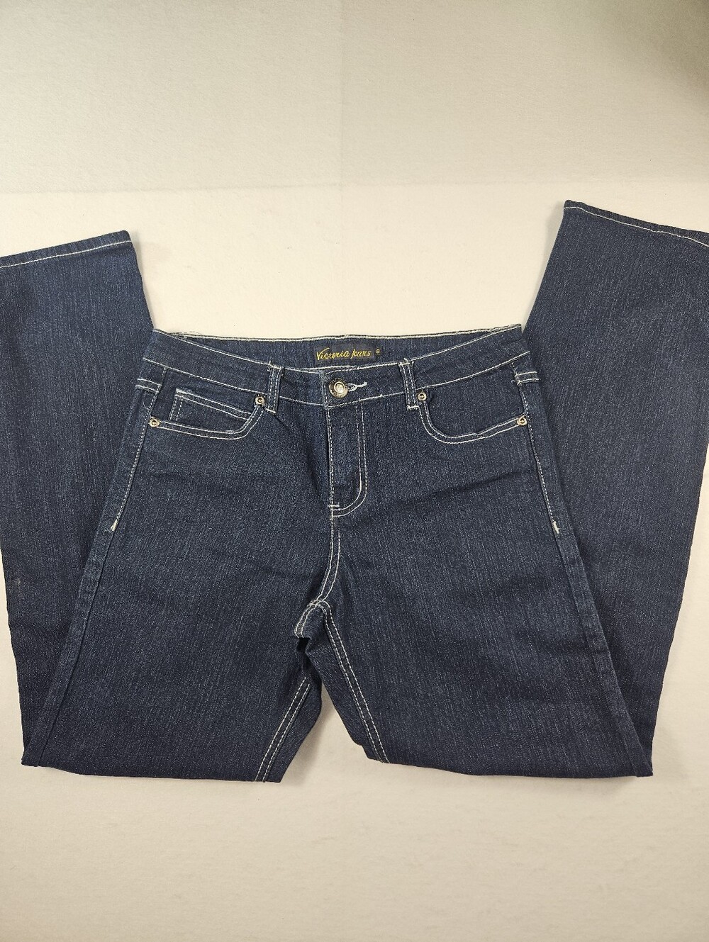 Victoria Jeans Embellished Women's  Dark Wash Straight Leg Jeans- Size 8
